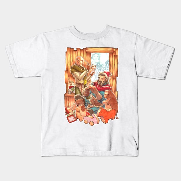 Winter Warmers: The Elf and the Toymaker Kids T-Shirt by aimoahmed